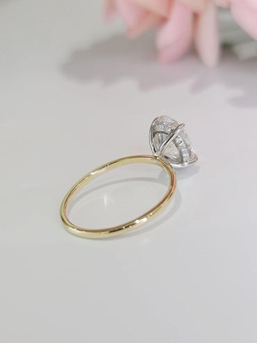3Ct Classic Under Halo Oval Shaped Moissanite Diamond Engagement Ring - JBR Jeweler