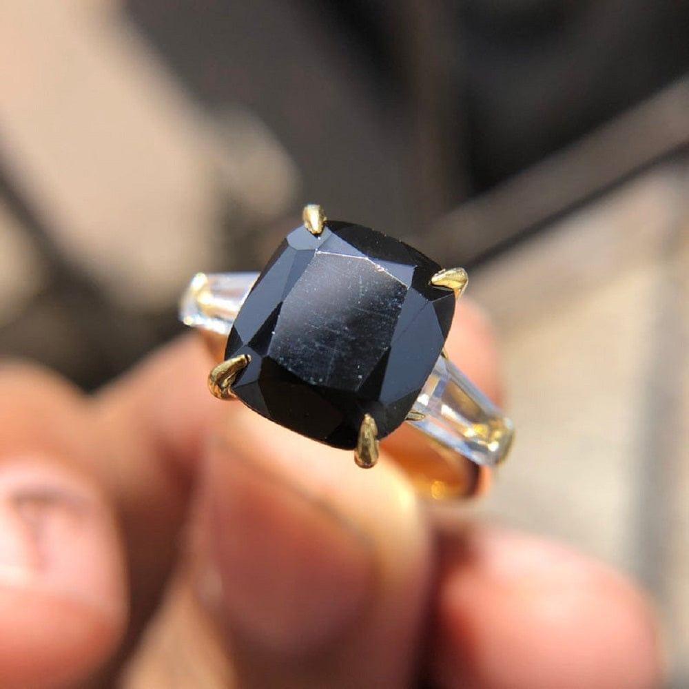 3CT Cushion Cut Black Moissanite Diamond Promise Ring - JBR Jeweler