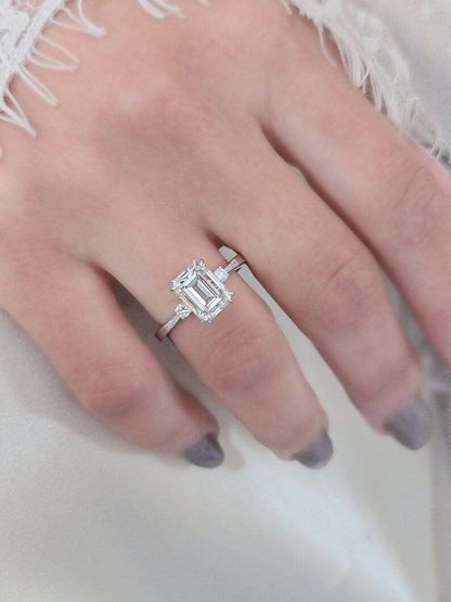 3CT Emerald Cut Certified Lab-Grown Diamond Engagement Ring - JBR Jeweler