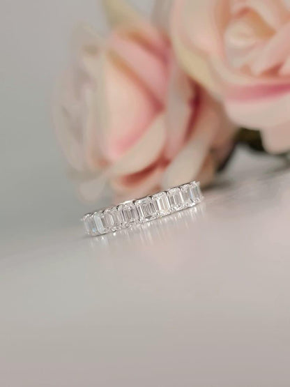 3CT Emerald Cut Full Eternity certified Stack Wedding Band - JBR Jeweler