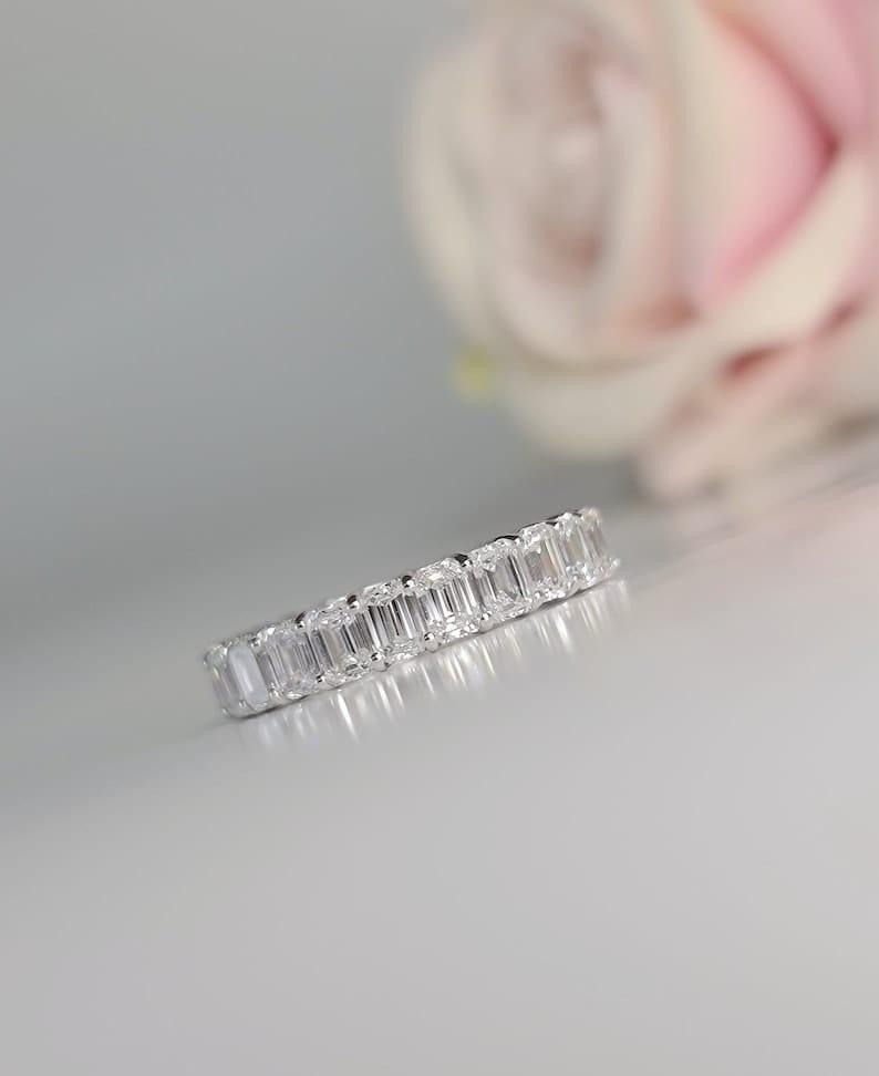 3CT Emerald Cut Full Eternity certified Stack Wedding Band - JBR Jeweler
