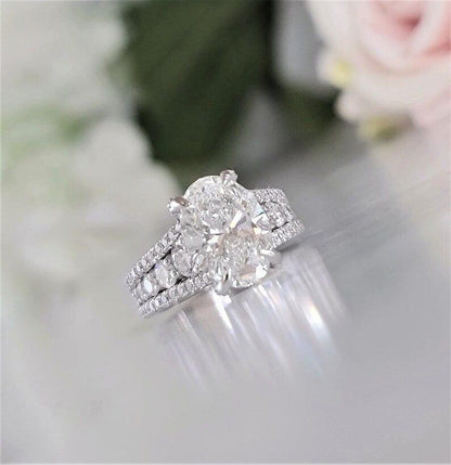 3CT Oval Cut Certified Lab-Grown Diamond Engagement Wedding Ring - JBR Jeweler