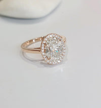 3Ct Oval Cut Diamond Halo Moissanite Engagement Ring - JBR Jeweler