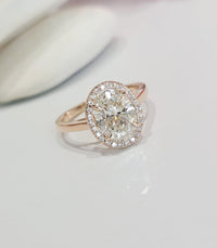 3Ct Oval Cut Diamond Halo Moissanite Engagement Ring - JBR Jeweler