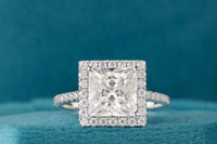 3CT Princess Cut Lab-Grown Diamond Halo Engagement Ring - JBR Jeweler