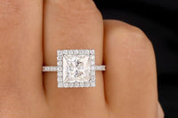 3CT Princess Cut Lab-Grown Diamond Halo Engagement Ring - JBR Jeweler