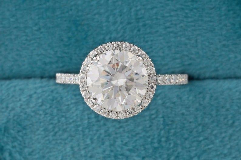 3CT Round Lab-Grown Diamond Halo Engagement Ring - JBR Jeweler