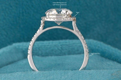 3CT Round Lab-Grown Diamond Halo Engagement Ring - JBR Jeweler