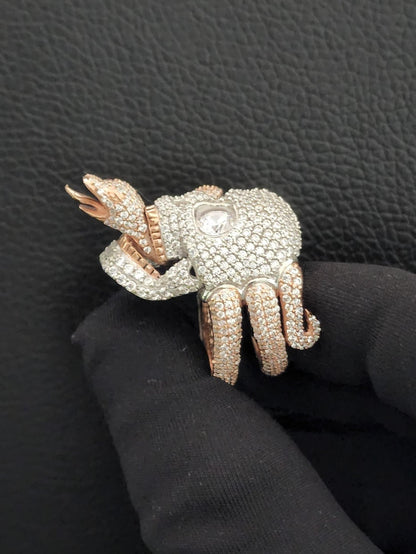 3D Skull Face & Snake 925 Silver Studded Moissanite Diamond Man's Hip hop Ring - JBR Jeweler