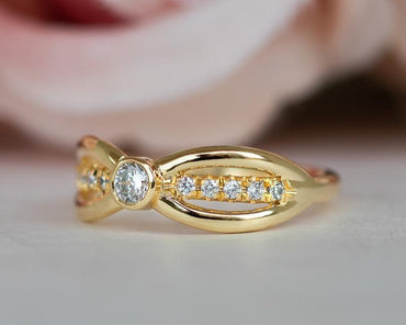 4.3MM Round Cut Infinity Moissanite 14K Yellow Gold Wedding Promise Ring - JBR Jeweler