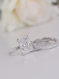 4 Carat Radiant Cut Engagement Ring Bridal Set With Stacking Ring - JBR Jeweler