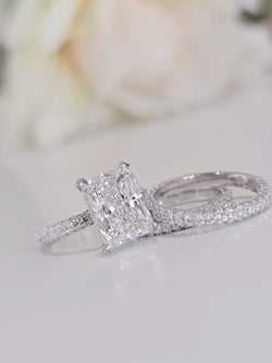 4 Carat Radiant Cut Engagement Ring Bridal Set With Stacking Ring - JBR Jeweler