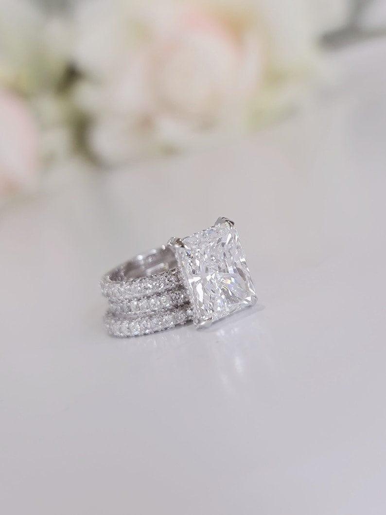 4 Carat Radiant Cut Engagement Ring Bridal Set With Stacking Ring - JBR Jeweler