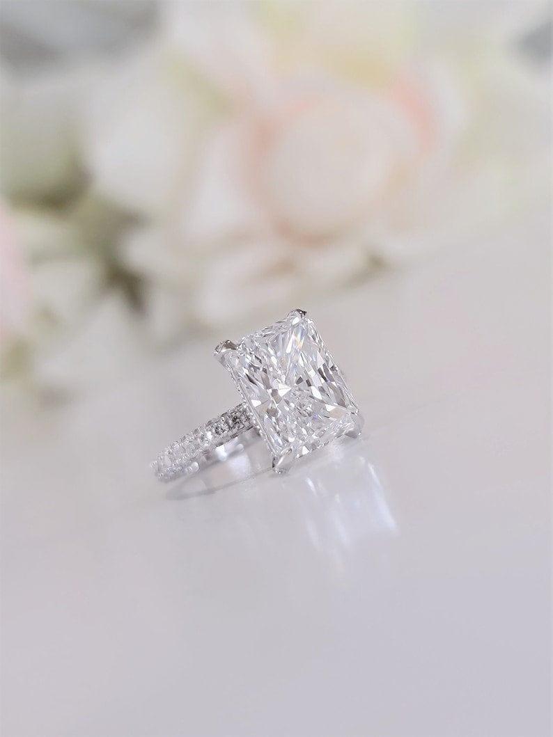 4 Carat Radiant Cut Engagement Ring Bridal Set With Stacking Ring - JBR Jeweler