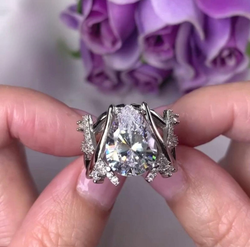 4.30 CT Pear Cut Lab-Created Diamond Shaped Modern Ring