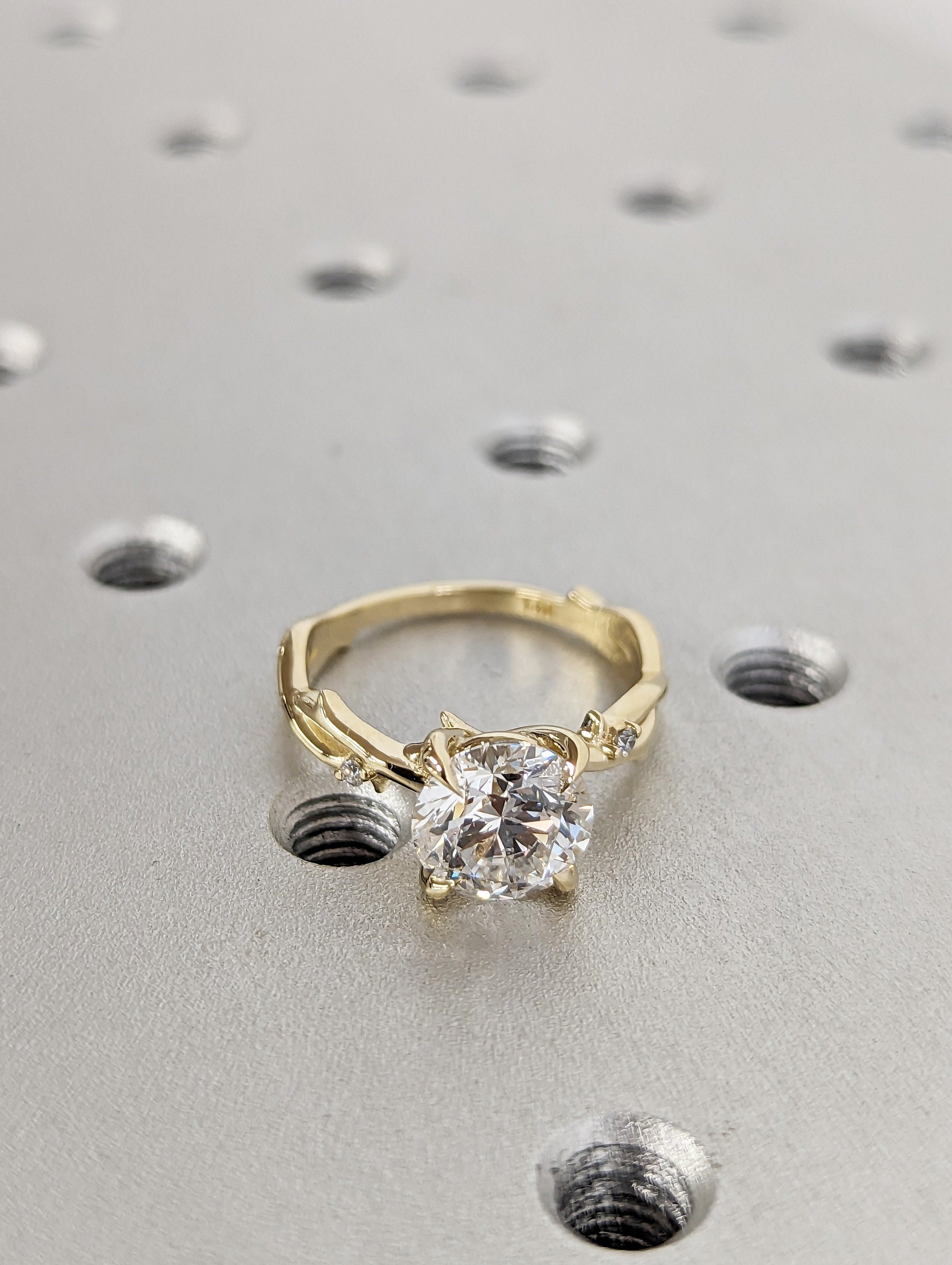 Nature-Inspired Twig Ring with 4 CT Lab Round Diamond