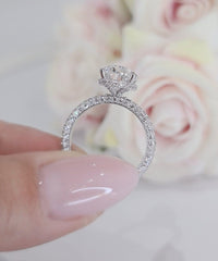 4Ct Pear Shaped Solitaire Under Halo Promise Moissanite Engagement Ring - JBR Jeweler