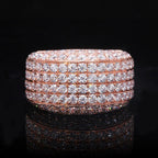 4ctw Solid Silver Pave Sparkling Iced Out 8Row Round Cut Moissanite Diamond Band - JBR Jeweler