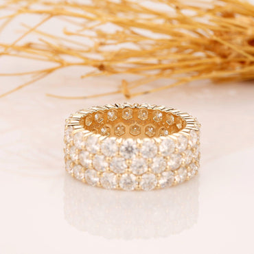 5.70CT Round Cut Wide Yellow Gold Moissanite Wedding Band 14K Yellow Gold Ring - JBR Jeweler