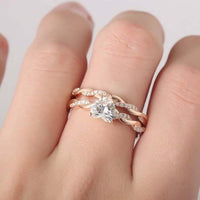 6.50MM Heart Shape 1CT Twisted Band Moissanite Bridal Wedding Ring Set - JBR Jeweler