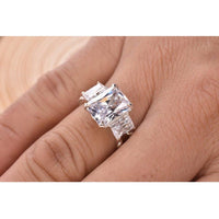 JBR Jeweler Moissanite Engagement Ring 6.00CTTW Radiant Cut Moissanite White Gold Three Stone Wedding Engagement Ring