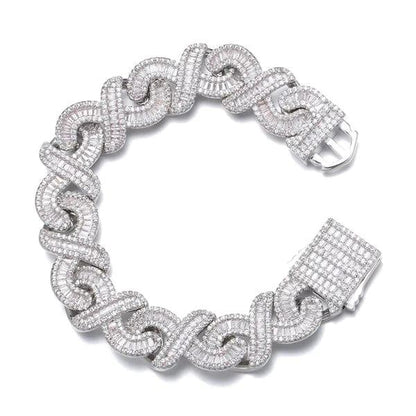 6mm Baguette & Round Moissanite Diamond Clustered Miami Cuban Link Bracelet - JBR Jeweler