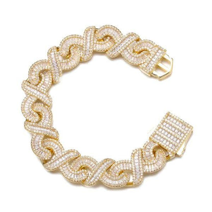 6mm Baguette & Round Moissanite Diamond Clustered Miami Cuban Link Bracelet - JBR Jeweler