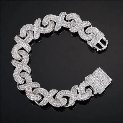 6mm Baguette & Round Moissanite Diamond Clustered Miami Cuban Link Bracelet - JBR Jeweler