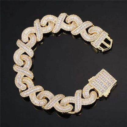 6mm Baguette & Round Moissanite Diamond Clustered Miami Cuban Link Bracelet - JBR Jeweler