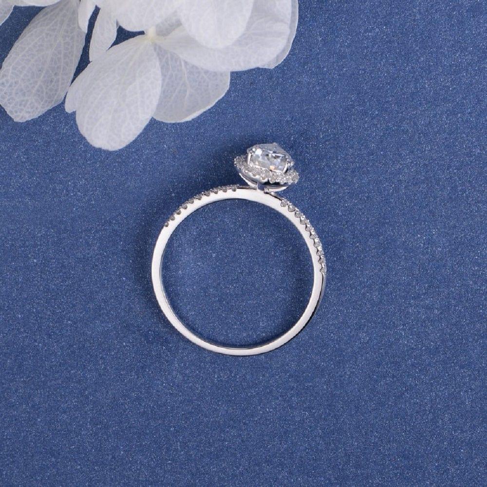 6x8 mm Pear Cut Diamond Moissanite Halo Engagement Ring