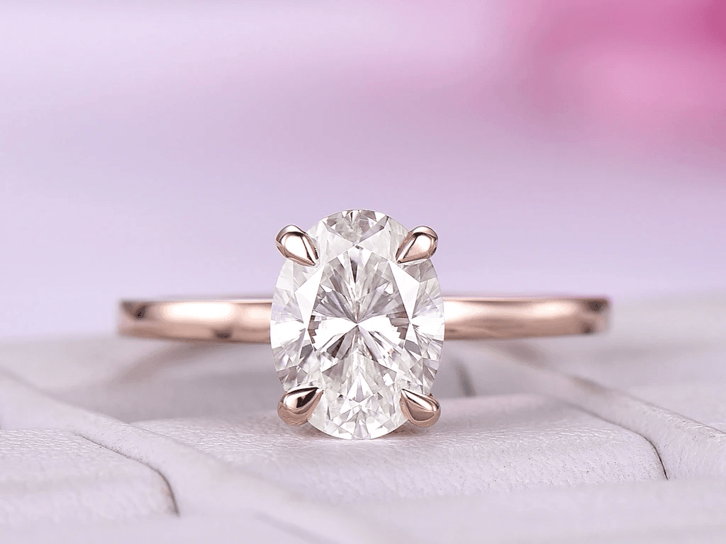 6x8mm Oval Cut Moissanite Solitaire Engagement Ring - JBR Jeweler