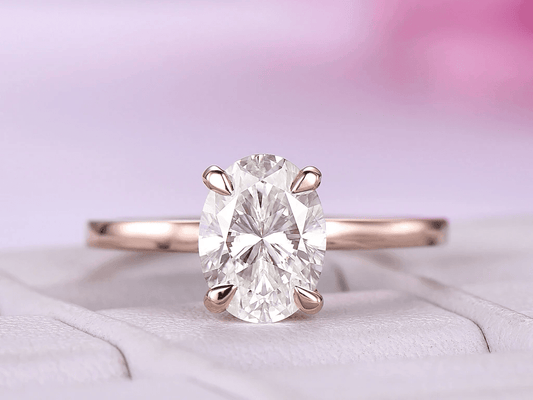 6x8mm Oval Cut Moissanite Solitaire Engagement Ring - JBR Jeweler