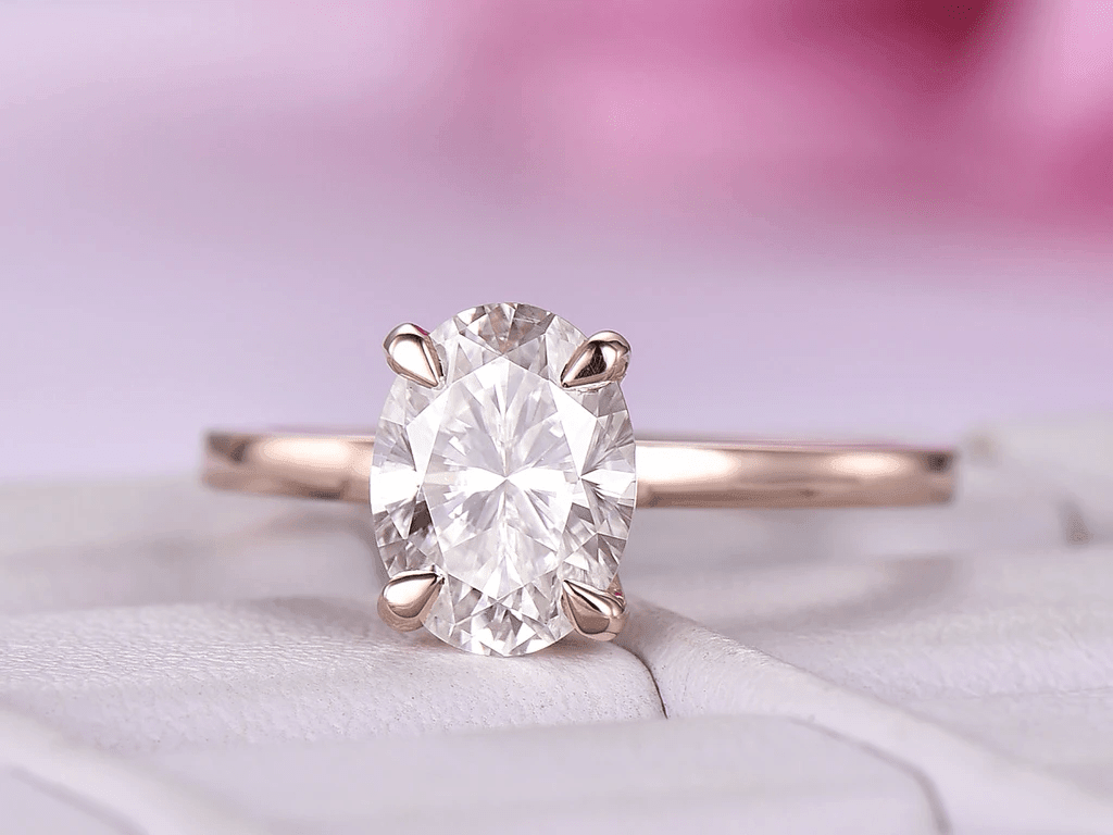 6x8mm Oval Cut Moissanite Solitaire Engagement Ring - JBR Jeweler