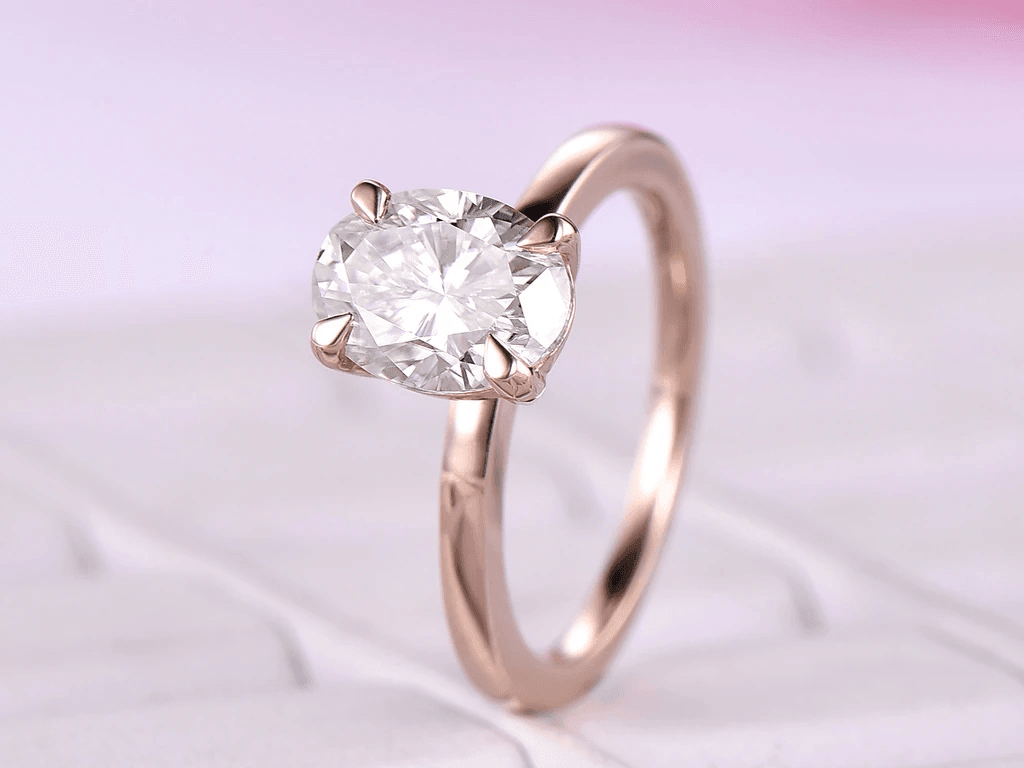 6x8mm Oval Cut Moissanite Solitaire Engagement Ring - JBR Jeweler