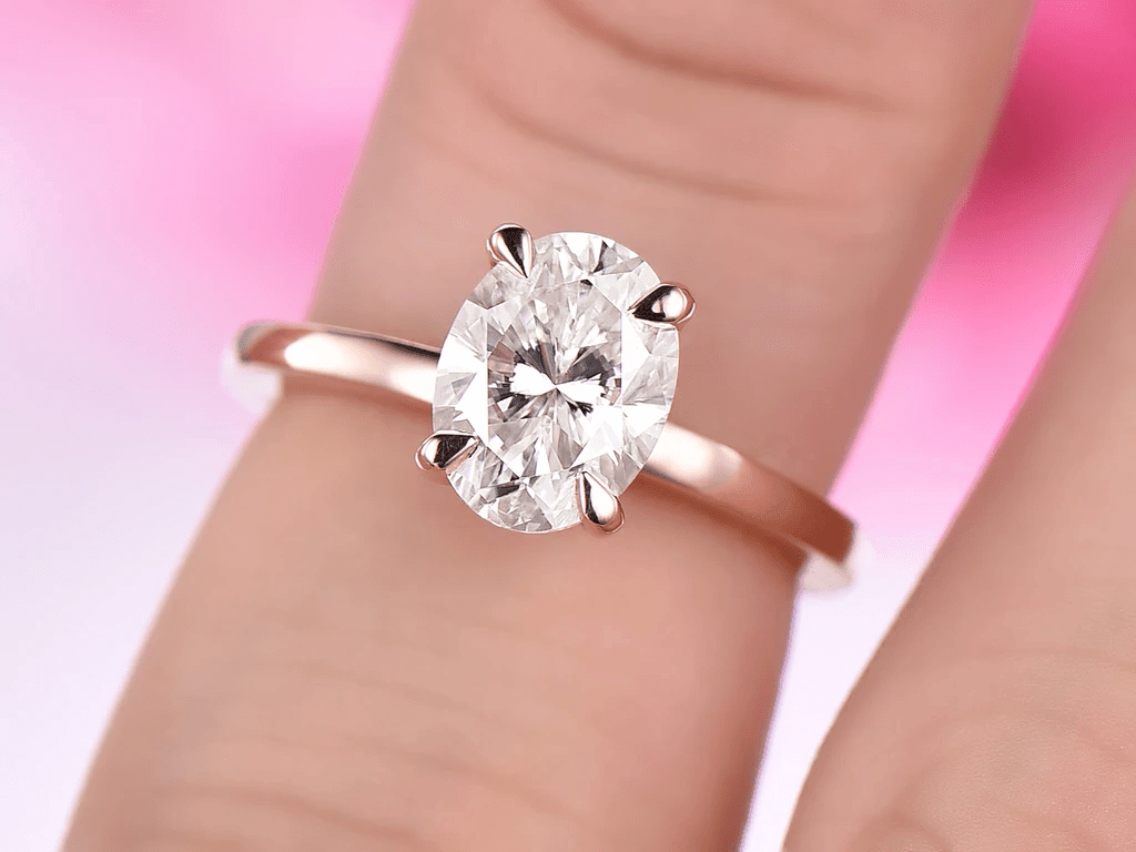 6x8mm Oval Cut Moissanite Solitaire Engagement Ring - JBR Jeweler