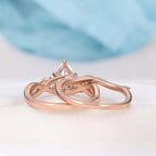 6x9mm Pear Cut Twist Moissanite Wedding Ring Set - JBR Jeweler