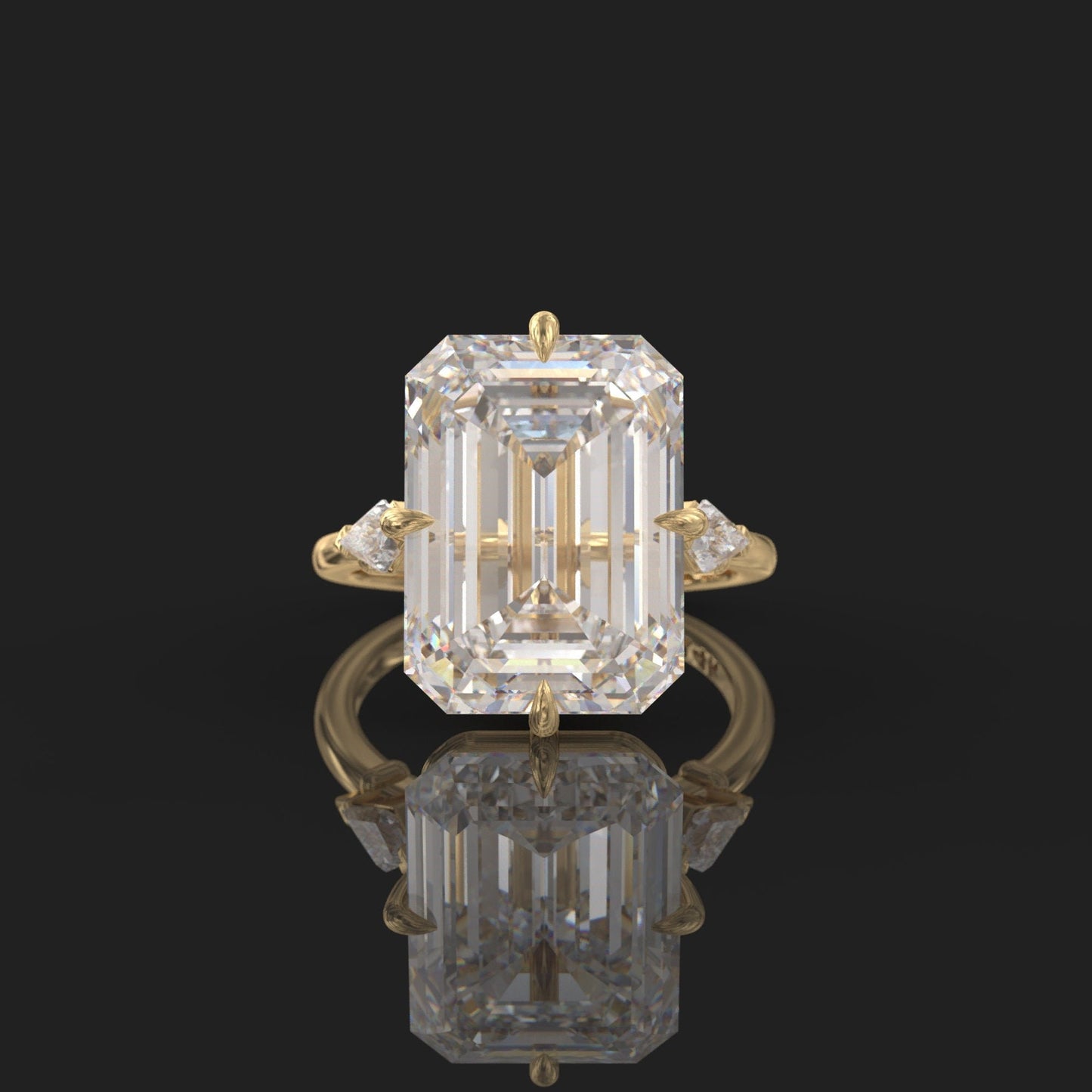 Bague de fiançailles avec accent marquise et diamant cultivé en laboratoire Asscher de 1,00 ct