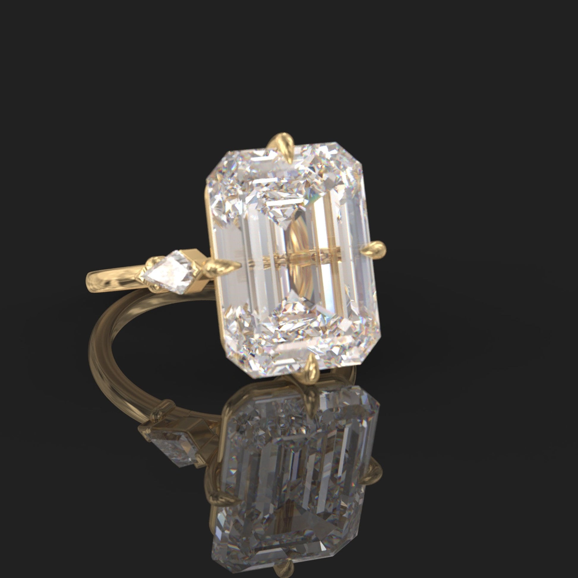 Bague de fiançailles avec accent marquise et diamant cultivé en laboratoire Asscher de 1,00 ct