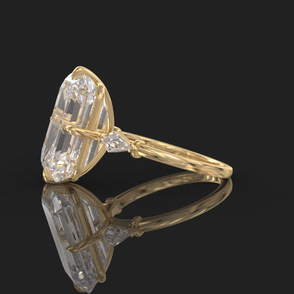 Bague de fiançailles avec accent marquise et diamant cultivé en laboratoire Asscher de 1,00 ct