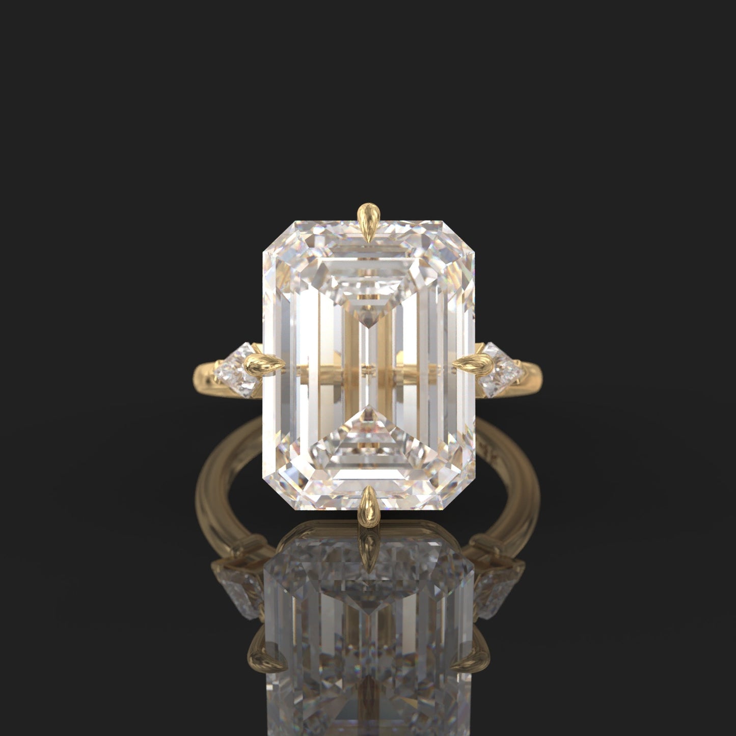 Bague de fiançailles avec accent marquise et diamant cultivé en laboratoire Asscher de 1,00 ct