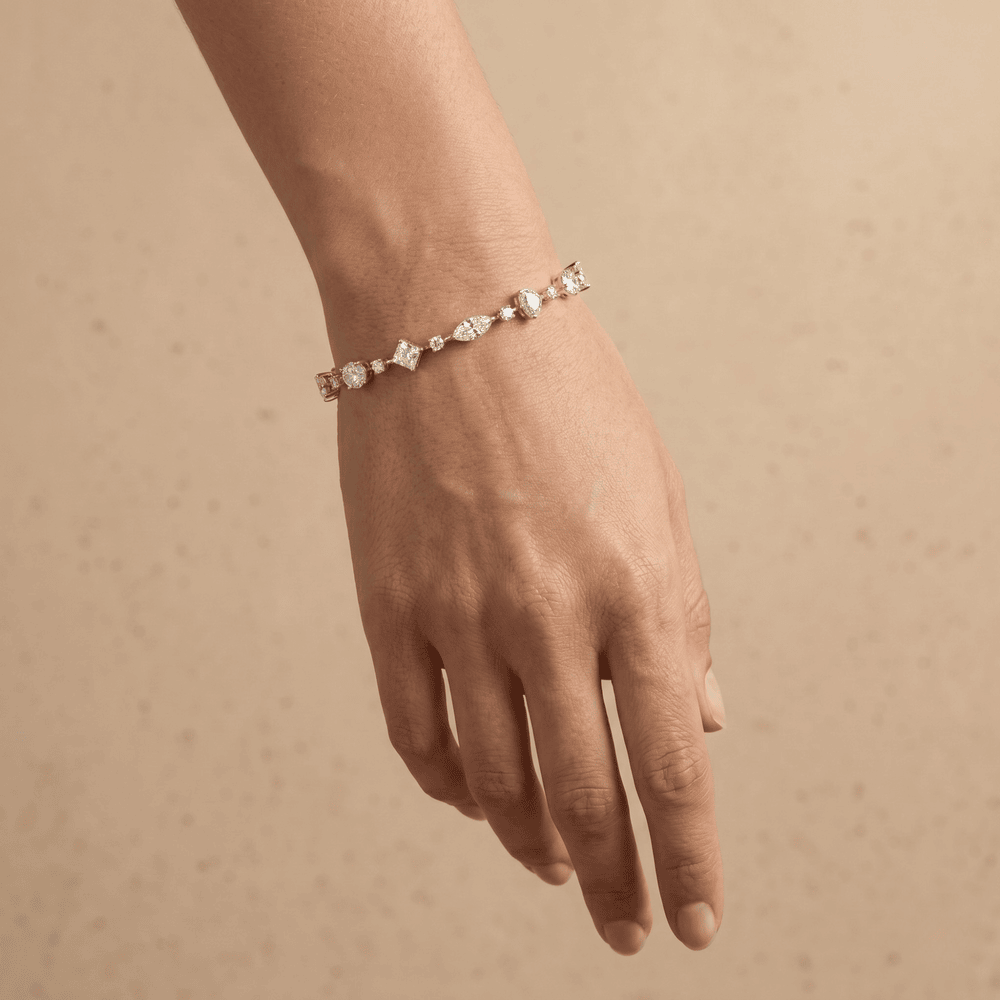 Modern 10K gold diamond bracelet