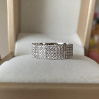 7mm Stylish Men's Pave Sparkling Iced Out 5Row Round Cut Moissanite Diamond Band - JBR Jeweler