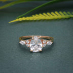 7x9 MM Pear Unique Cluster Gold Moissanite Engagement Ring - JBR Jeweler