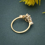7x9 MM Pear Unique Cluster Gold Moissanite Engagement Ring - JBR Jeweler