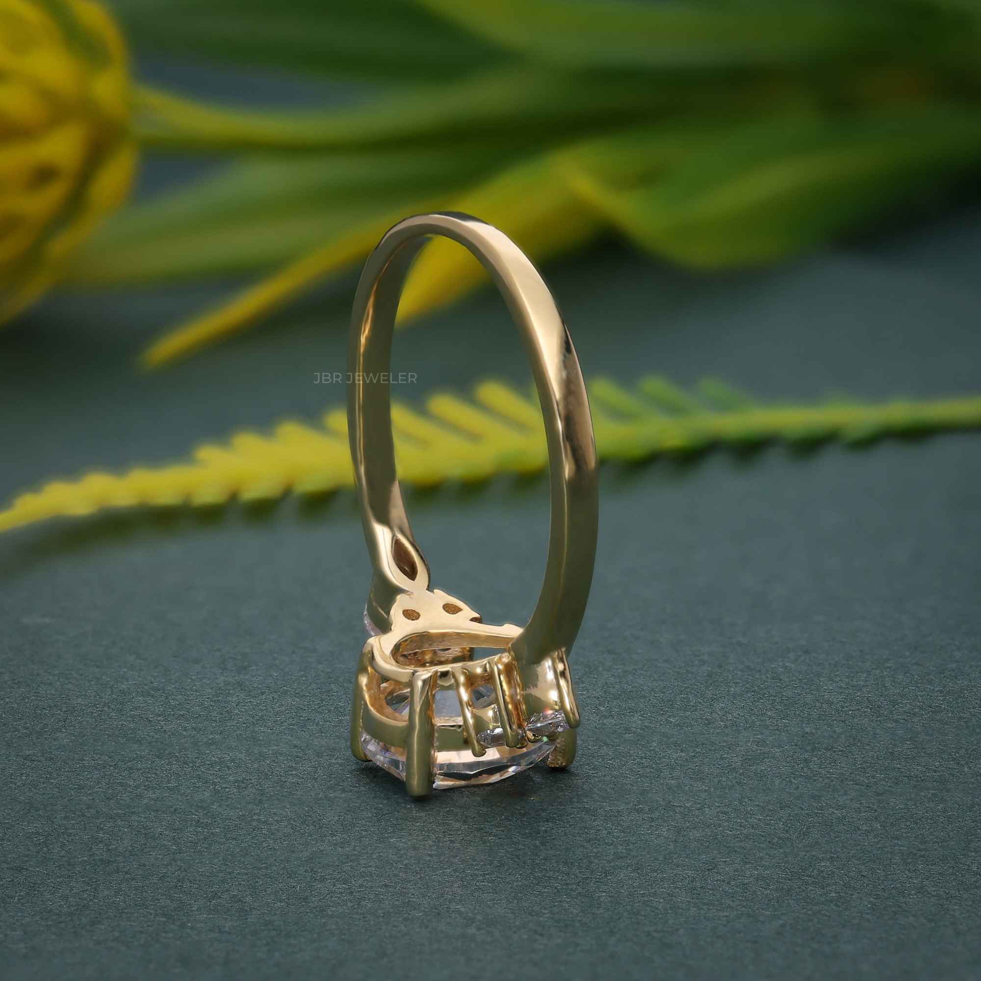 7x9 MM Pear Unique Cluster Gold Moissanite Engagement Ring - JBR Jeweler