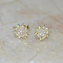 8mm Round Cut Dainty Star Moissanite Earring for Women - JBR Jeweler