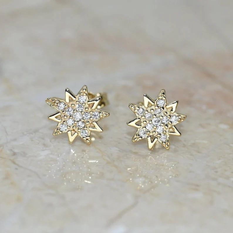 8mm Round Cut Dainty Star Moissanite Earring for Women - JBR Jeweler