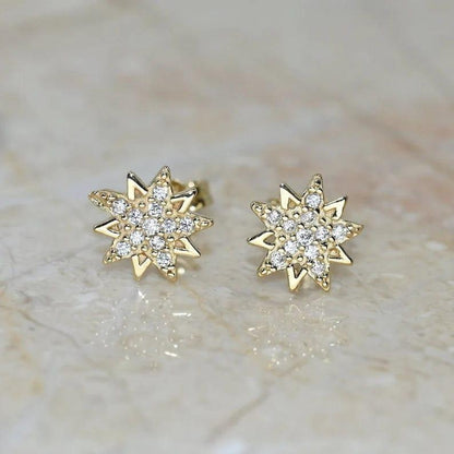 8mm Round Cut Dainty Star Moissanite Earring for Women - JBR Jeweler