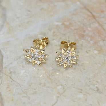 8mm Round Cut Dainty Star Moissanite Earring for Women - JBR Jeweler