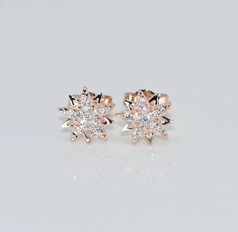 8mm Round Cut Dainty Star Moissanite Earring for Women - JBR Jeweler